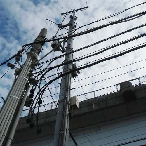 春日井市工場カメラ増設配線:架空